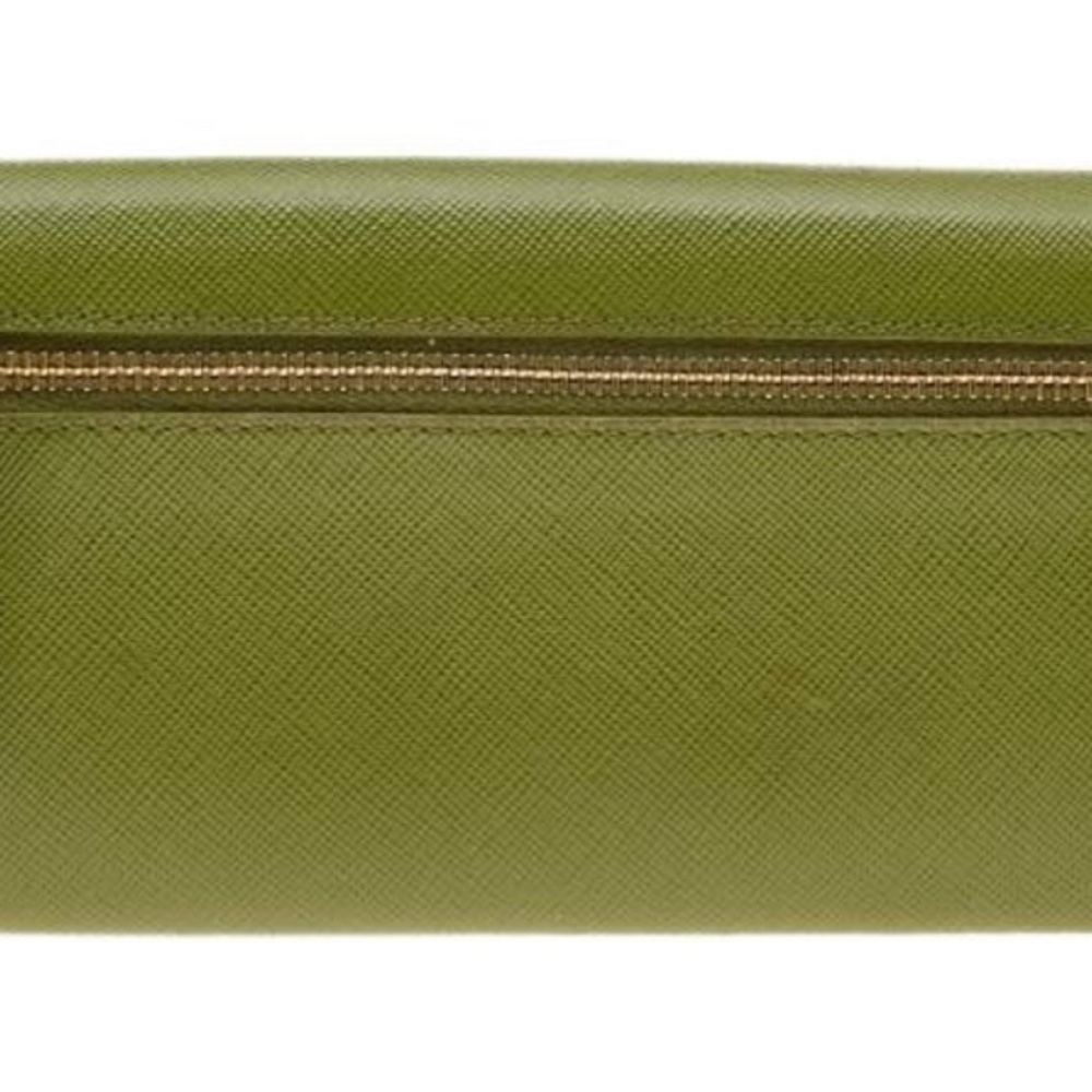 Prada Saffiano Long Snap Wallet- Green - Picture 4 of 9